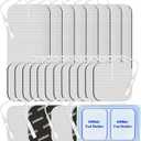 DOMAS 24 Pack 2x2&2x4 TENS Pads with Pad Holder, for TENS 7000, 30 Uses, Latex-Free, TENS Unit Electrode Replacement Pads Compatible with AUVON Etekcity & Other 2 mm Pin TENS Units