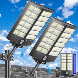 Solar Street Light Dusk to Dawn 6000W, 600000LM, 7000K Brightness, IP67 Waterproof, Motion Sensor, Lights Outdoor Street Light for Security and Safety (6000W-2Pack)