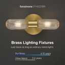 Brushed Brass Wall Sconces,12.3in Bathroom Knurled Double Glass Sconces Wall Lighting,2-Light Vanity Light Gold Sconce,Wall Lights for Living Room Bedroom Hallway Bathroom Mirror,Entrance