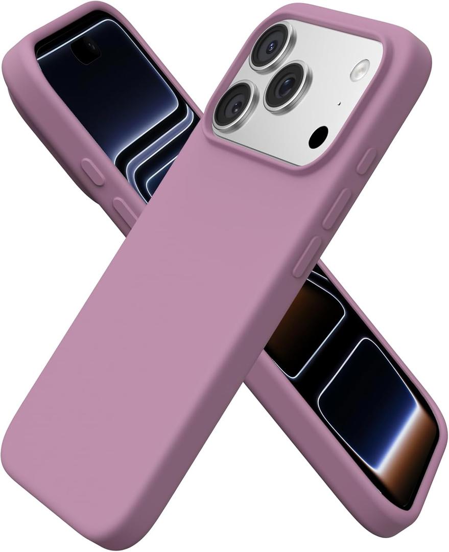 ORNARTO Compatible with iPhone 17 Pro Case 6.3", Slim Liquid Silicone 4 Layers Full Covered Soft Gel Rubber Shockproof Cover, Protective Phone Case for iPhone 17 Pro-Lilac Purple