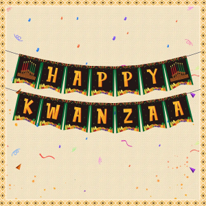 2 Pack Glodecart Happy Kwanzaa Banner for Home Office Party Decorations, Black African Heritage Holiday Theme Party Banner Backdrop for Kwanzaa Party Decorations Photo Props Party Supplies Hanging Ornaments