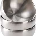 Youeon 3 Pack 28 Oz SUS304 Brushed Stainless Steel Bowls, Double Wall Insulated Bowls, Stainless Steel Soup Bowl for Cereal, Ice Cream, Noodle, 6 Inch Bowl Set for Serving, Dishwasher Safe