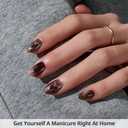 BTArtbox Extra Short Almond Press On Nails - Brown Cat Eye Press On Nails with Glue for Women, Opaque Soft Gel Glue On Nails in 16 Sizes - 32 Stick On Nails Kit, Heart Coffee Art