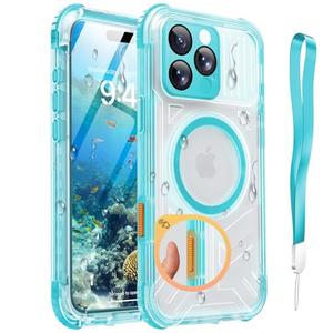 Haireca for iPhone 16 Pro Case Waterproof with Magsafe, Built in Camera Control [Screen Protector] [Lanyard], IP68 Military Full Body Shockproof, for Water Sports Outdoor Work, 6.3" Frosted Teal