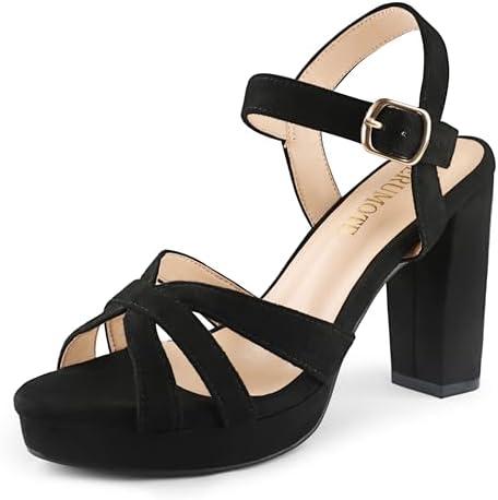 MERUMOTE Women's Open Toe Chunky High Heels Ankle Strap Platform Pump Shoes Buckle Party Sandals 8.5