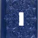 Decorative Light Switch Plate Covers Navy Blue 3D Floral Embossed 1 Gang Light Switch Cover Plate Single Toggle Wall Plate Outlet Covers Faceplate for Bedroom Home Decor