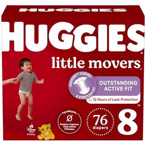 Huggies Size 8 Diapers, Little Movers Baby Diapers, Size 8 (46+ lbs), 76 Count (2 Packs of 38)