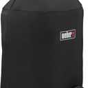 Weber Premium 22Inch Charcoal Grill Cover, Black UVResistant, Breathable & WaterResistant Polyester, Secure Strap Fit, Fits 22" Weber Kettle Grills, Fade-Resistent