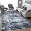 8x10 Area Rug Living Room Rug: Washable Modern Abstract Soft Thin Rug Indoor Floor No Slip Stain Resistant Carpet for Bedroom Dining Room Farmhouse Nursery Home Office - Black