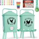 Tgeyd Automatic Chicken Feeder and Waterer Set(4.2Gal/21Lb) with Stand Legs, Anti-Perching Roof, Gravity-Fed System for Poultry,Chicken Coop Accessories