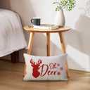 ULOVE LOVE YOURSELF Farmhouse Winter Holiday Throw Pillow Covers Winter Deer/Xmas Trees Lumbar Cushion Covers 1220 for Sofa Couch Porch Decor (Red)