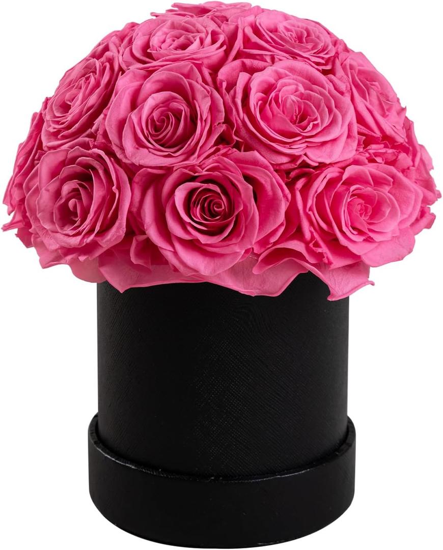 18 Preserved Flowers for Delivery Prime, Roses Dome Forever Flower Decor for Party Home Table Bedroom, Anniversary, Birthday, Wedding Gifts for Women Her (Pink)