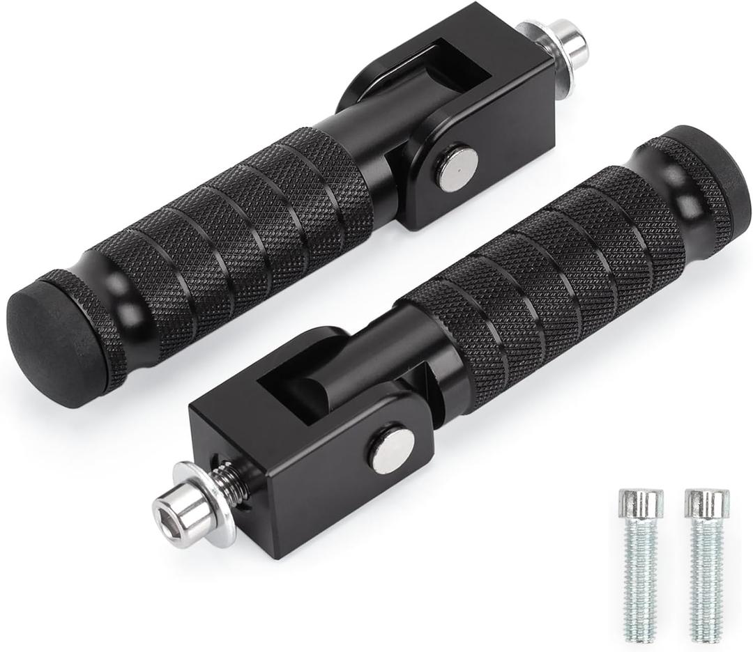 XINGWU M8 Motorcycle Foot Pegs 90 Degree Foldable Bike Pegs CNC Anti-Skid Universal for Super 73 Yamaha Honda Suzuki Aprilia Electric Car Motorbike Scooter Mini Bike Ebike Dirt Bike Go Kart (Black)