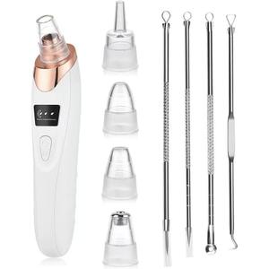 2025 Pore Vacuum, USB Rechargeable Blackhead Remover Vacuum, 3 Levels Adjustable Pore Vacuum Blackhead Remover, with 5 Suction Power, 6 Probes, Face Vacuum Pore Cleanser for Women & Men-White