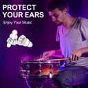 High Fidelity Concert Earplugs for Concerts MusiciansEarplugs for noise reduction24db Advanced Filter Technology Ear Protection for Music Festivals,DJ's, Nightclub, Drummers - 2 PairsSilver