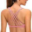 CRZ YOGA Strappy V Neck Sports Bras for Women - Criss Cross Back Wireless Padded Workout Yoga Bra S
