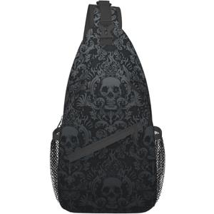 MEDTOGS Skull Sling Bag,Victorian Gothic Sling Backpack Black Crossbody Bag Men Casual Shoulder Daypack for Women Men Lightweight Travel Hiking Gym MEDTOGS Skull Sling Bag,Victorian Gothic Sling Backpack Black Crossbody Bag Men Casual Shoulder Daypack for Women Men Lightweight Travel Hiking Gym