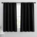 RYB HOME Bedroom Blackout Curtains - Black Curtains Solar Light Block Insulated Drapes Energy Saving for Bedroom Dining Living Room, 42 x 45 inches Long, Black, Set of 2