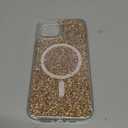 for iPhone 14 Pro Max Case, Clear Glitter MagSafe Compatible, Cute Bling Sparkly Girly Case for iPhone 14 Pro Max, Magnetic Protective Phone Cover, Gold Glitter, Phoenix