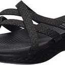 Skechers Women's On The GO 600-Dainty Flat Sandal, Black/ Gray, 5 Medium US