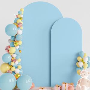 Wokceer Wedding Arch Backdrop Cover 7.2FT, 6FT Spandex Fitted Dusty Blue Arch Covers 2 Set Round Top Chiara Arches Backdrop Cover for Birthday Party Ceremony Banquet Decoration