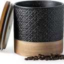 Miamolo Coffee Storage Containers with Lids, Ceramic Coffee Container Kitchen Jars with Airtight Lid for Candy Spice Sugar Tea Bag, Decorative Kitchen Canisters for Countertop, Black & 42 fl.oz