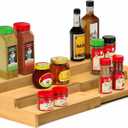 Spice Rack, 3-Tier Expandable Bamboo Spice Rack Organizer for Cabinet - Kitchen, Pantry and Cupboard Storage Organizer