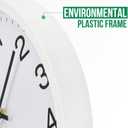 Wall Clock Modern Simple Style Round Plastic Decor Clock Non-Ticking Silent Quartz Movement Wall Clocks for Home/Office/School/Living Room/Bedroom/Kitchen (White, 12 Inch)