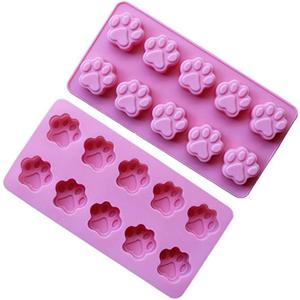 2 Pack Value Silicone Molds Mini Pet Paw Print Animal Paw Print for Homemade Dog Treats, Baking Chocolate Candy, Oven Microwave Freezer Safe (Mini Paw (2 Pack)) (Multicolor)