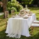 sancua Rectangle Tablecloth - 90 x 156 Inch - Water Resistant Spill Proof Washable Polyester Table Cloth, Decorative Fabric Table Cover for Dining Tables, Buffet Parties and Camping, White