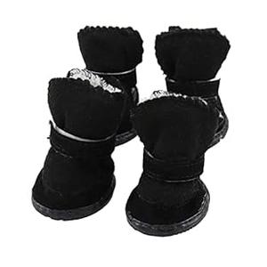 GabeFish Puppy Cute Cozy Warm Anti Slip Winter Boots for Dogs Pets Cats Thicken Fleece Snow Shoes Black X-Large