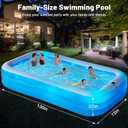 Large Solar Inflatable Pool with Lights, 130"x72"x22", Oversized Thickened Blow Up Pool with Pump, 7 Color Changed Family Swimming Pool for Backyard, Outdoor