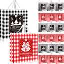 200 Pcs Large Christmas Gift Bags Bulk 15.7 x 11.8 x 3.9 Plastic Shopping Bag with Handles Holiday Merchandise Boutique Totes for Business Retail Clothing Wrapping Party(Plaid)