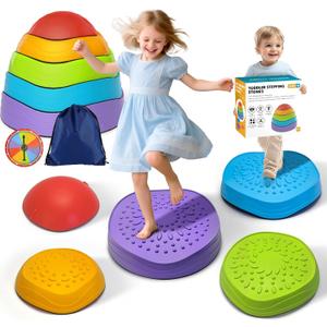 OZMI Stepping Stones for Kids Toddlers, Non-Slip Balance Stepping Stones with Storage Bag, Indoor Outdoor Sensory Play Toys for 3 4 5 6 7 8 9 10 11 12 Year Old Kid Toddler Boy Girls
