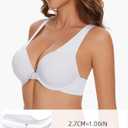 Women's Push Up Racerback Front Closure Bras Seamless Plunge Padded Underwire Add 2 Cup Sizes Bra (White, 34D)