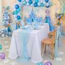 Light Baby Blue Sequin Table Runner 1 Piece 10 Ft (17x120 Inch) - for Dessert Table or Multiple Kids Tables Iridescent Runner for Frozen Mermaid Princess Unicorn Ocean Birthday Party Decor