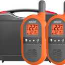 Talkpod Rechargeable Walkie Talkies 2 Pack, 3km Range Walky Talky with Backlit Display, VOX Hands Free, 22 Channels, for Warehouses, Outdoor Hiking (Orange)
