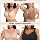 LetsJoli Bras for Women Supportive Wireless Push Up Bra Full Coverage No Underwire Seamless Plus Size for Older Women (Beige, Large)