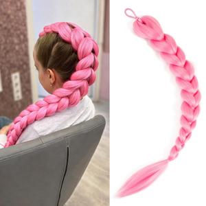 Getgal Pink Hair Extensions 24inch Pre Braiding Hair Synthetic Braid Ponytail Hair For Halloween Costume Cosplay24inch Ponytail Pink