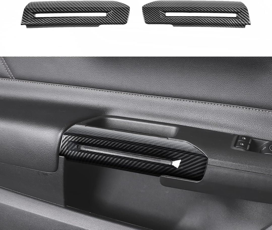 RT-TCZ Carbon Fiber Inner Door Handle Trim Cover Interior Decoration Accessories for Ford Mustang 2015-2024,2PCS