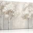 ANCXWOTER Large Forest Wall Art for Living Room Light Grayish-White Misty Birch Tree Picture for Bedroom Office Modern Landscapes Canvas Prints Ready to Hang 20x40 InchThis color is a kind of light beige with a hint of gray, misty and dim.