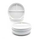 lk and Friends Kids 7.8” Porcelain White Plates | Divided Plates | Suitable for Kids/ Toddlers | Microwave & Dishwasher Safe | Non Slip | Snack Dishes