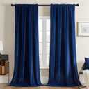 Joydeco Blue Velvet Curtains 90 inch Length 2 Panels Burg Set, Luxury Rod Pocket Thermal Insulated Window Blackout Curtain, Room Darkening Drapes for Living Dining Room Bedroom Privacy