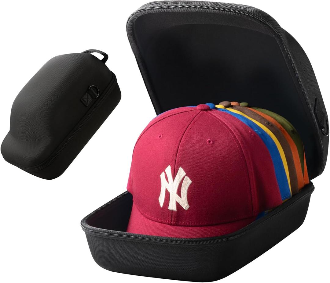 Hard Hat Travel Case  Storage for Baseball Caps with Carrying Handle and Adjustable Shoulder Strap, Hat Organizer Protects up to 6 Hats, for Travel and Home Storage (Black)