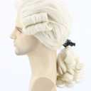 Topcosplay Judge Colonial Wig for Men Women Historical Powdered Wig Beige Halloween Costume Funny Wigs Beige