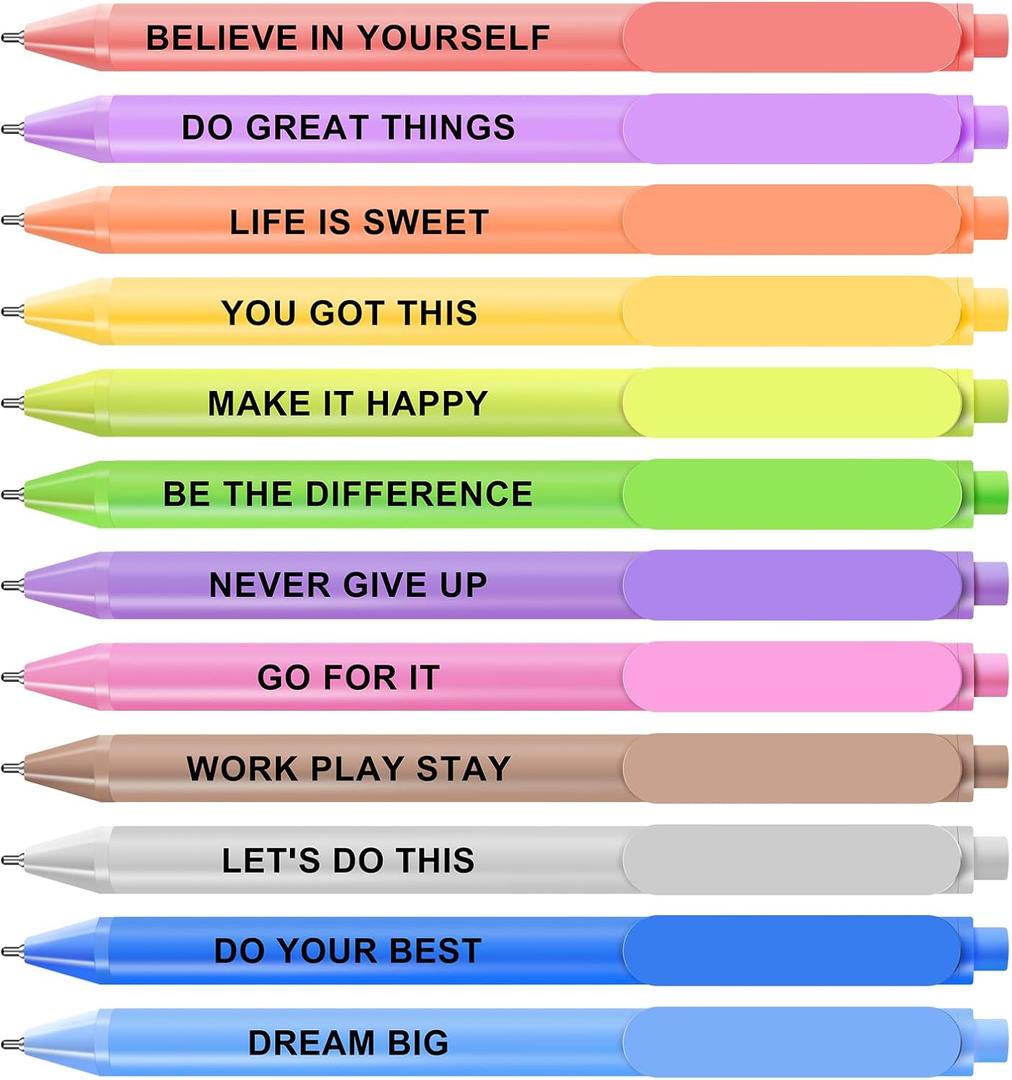 4 x WY WENYUAN 12Pcs Funny Adult Ballpoint Pens Set, Quick-Drying Black Ink, Lightweight & Smooth Writing for Office Gifts, School, Adults (Medium/Fine Point)