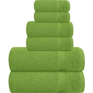 MyOwn 6 Piece Towel Set, 100% Combed Cotton - 2 Bath Towels, 2 Hand Towels, 2 Wash Cloths - 500 GSM Luxury Hotel Quality Ultra Soft Highly Absorbent Towel Set for Bathroom - Kiwi Green