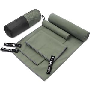 Eunzel Quick Dry Camping Towel, Microfiber Travel Towel 3 Size at 1 Pack,Fast Drying Towel Set for Camping, Beach, Gym, Sports, Yoga & Swimming Pool, Army Green
