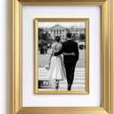 Yaetm 8x10 Gold Picture Frame with Decorative Inner Frame & Tempered Glass, Display 5x7 Photos with Mat - Portrait or Landscape - Tabletop & Wall Mount for Office & Home Dcor (Gold, Single)
