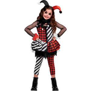 Spooktacular Creations Girls Clown Costume, Halloween Evil Clown Costume, Black and White Jester Dress for Girls Halloween (Large(10-12 yrs))
